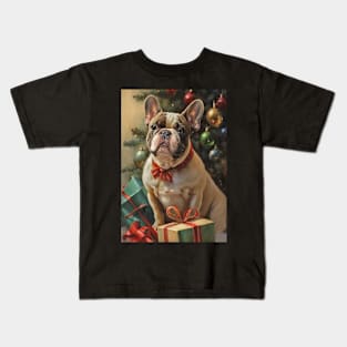 French Bulldog Christmas Holiday Card Kids T-Shirt